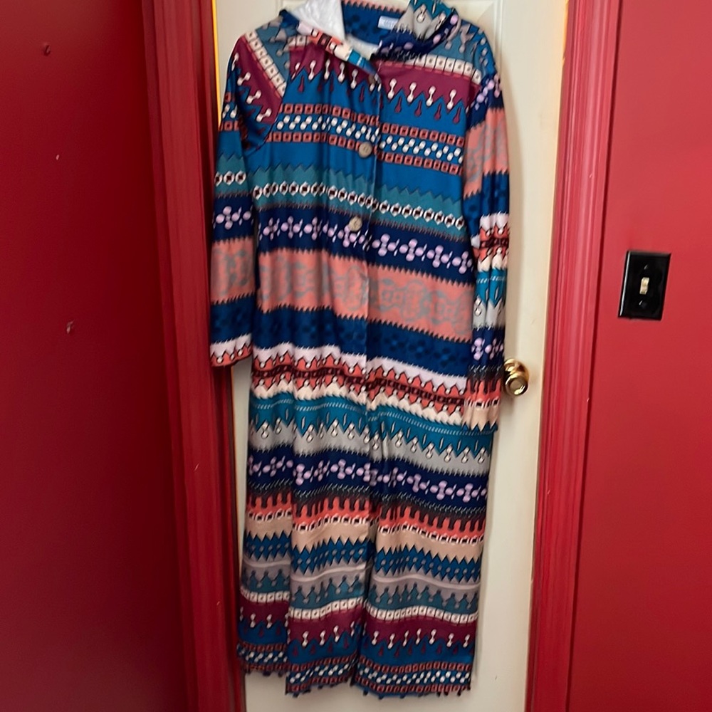 Fun print coat. Probably not warm enough for winter but I guess that depends